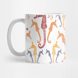 Polynesian Australian Aboriginal coloring Patterned Seahorses White default background Mug